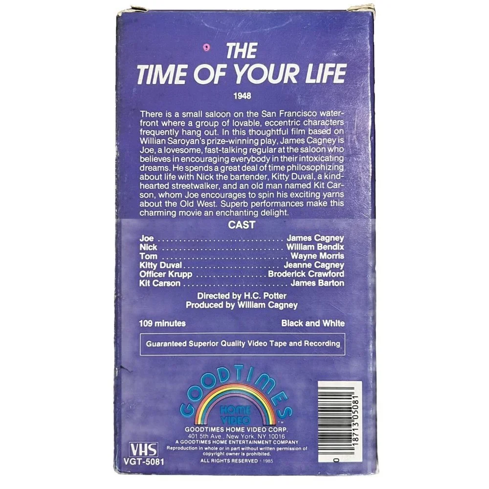 Time of Your Life VHS 1985 – 1948 Film James Cagney William Bendix Rare